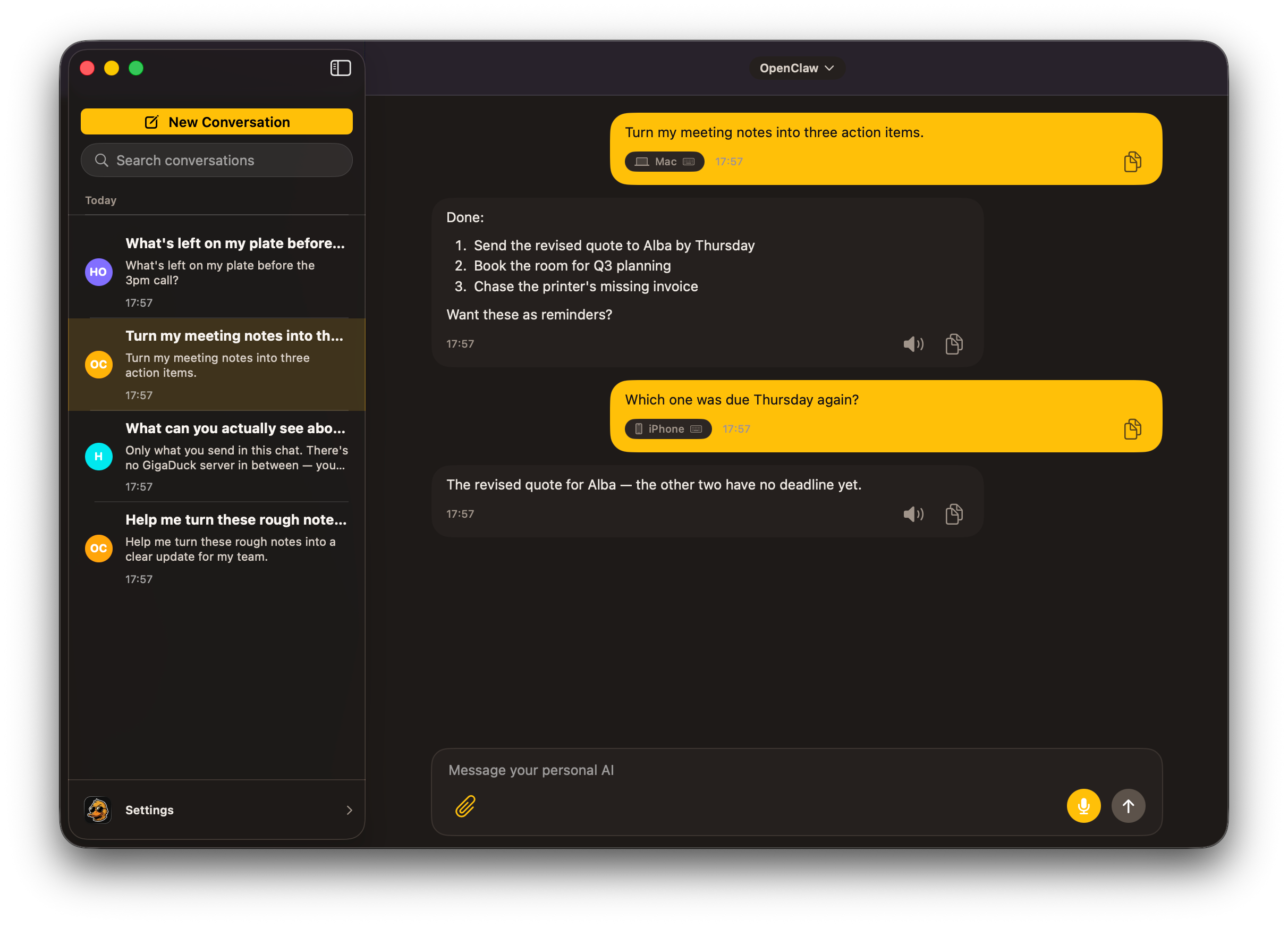 Conduck conversation on Mac.