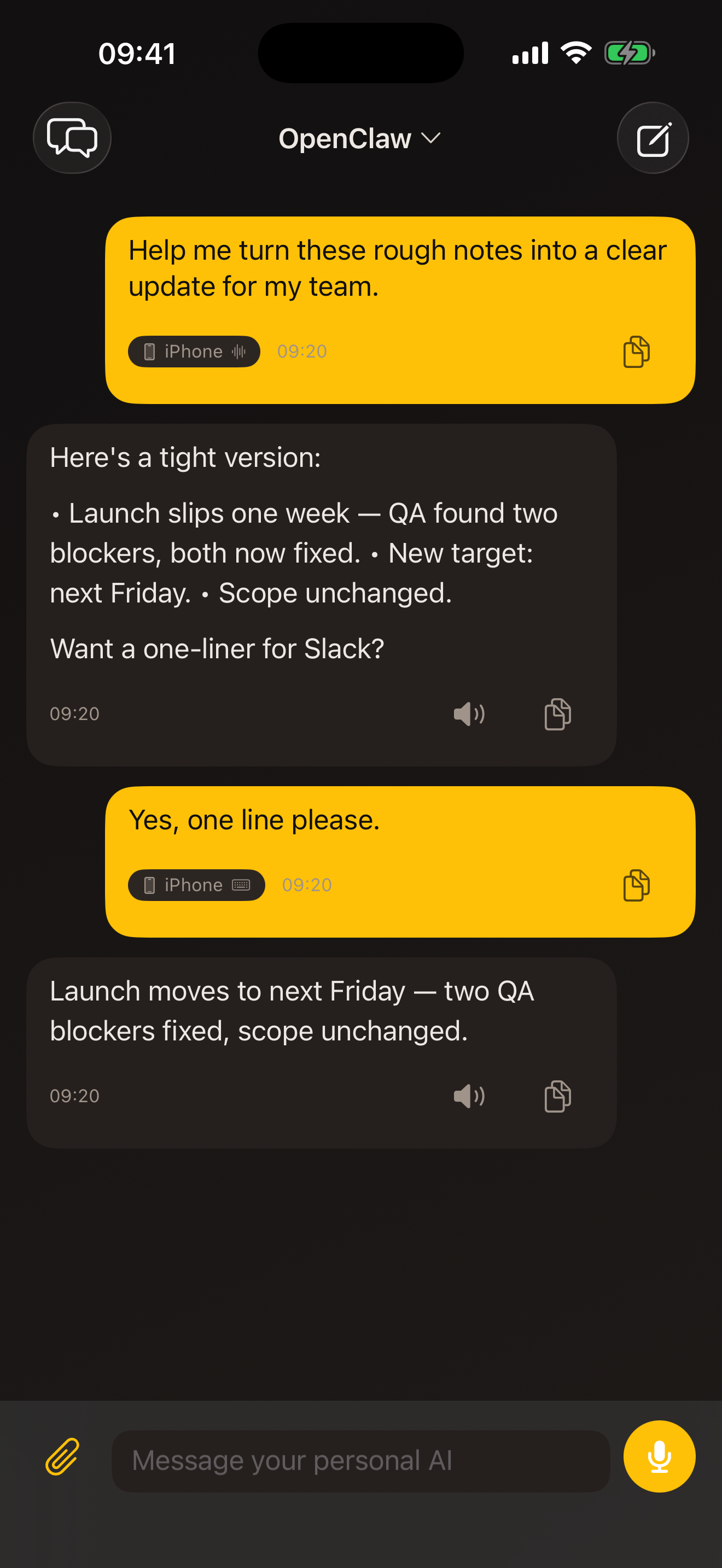 Conduck conversation on iPhone.